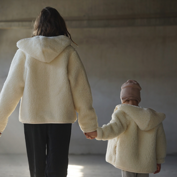 MAMA Ciara 100% Wool Hooded Jacket (Milk)