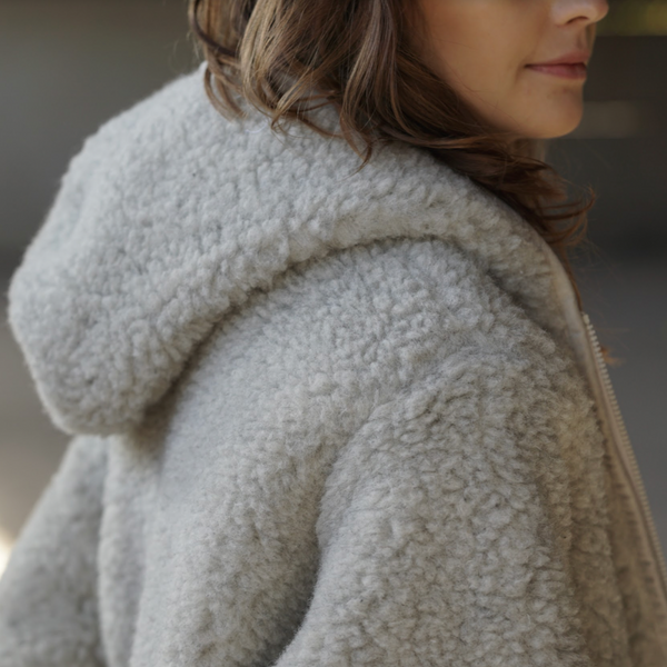 MAMA Ciara 100% Wool Hooded Jacket (Grey)