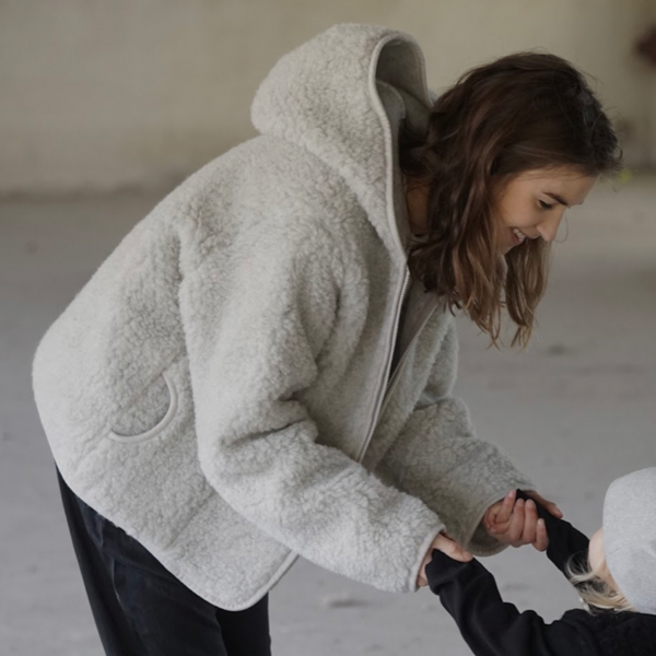 MAMA Ciara 100 Wool Hooded Jacket Grey