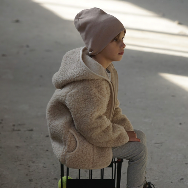 Ciara 100% Wool Hooded Coat (Biscuit)