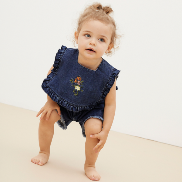 Allegria Frilled Embroidered Denim Top (2-6 Years)