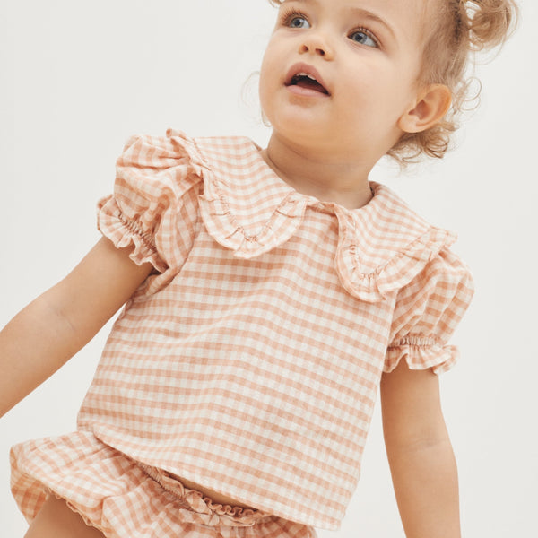 Petra Frilled Collar Gingham Baby Blouse