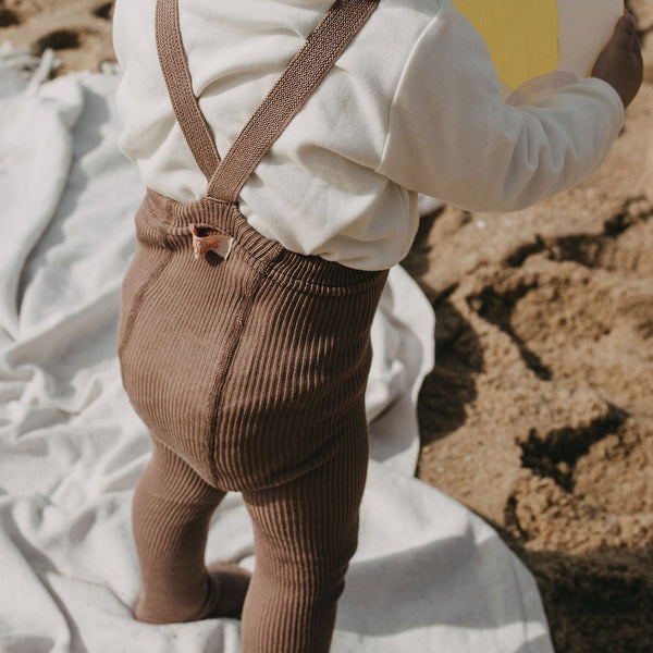 Silly Silas Unisex Rib Tights with Braces (Granola)