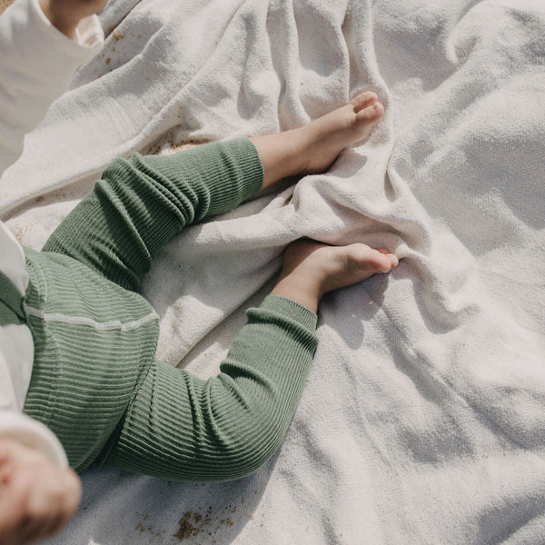 Silly Silas Unisex Footless Rib Tights with Braces (Matcha)