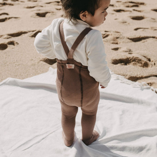 Silly Silas Unisex Rib Tights with Braces (Granola)