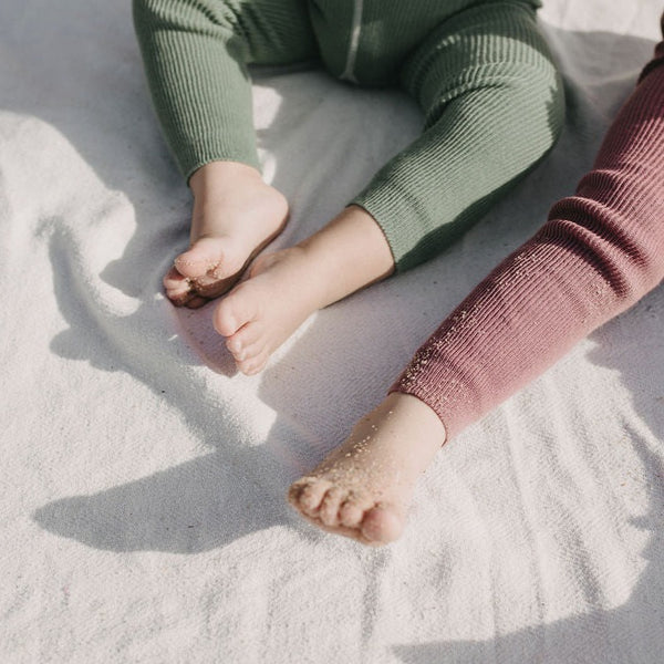 Silly Silas Unisex Footless Rib Tights with Braces (Matcha)