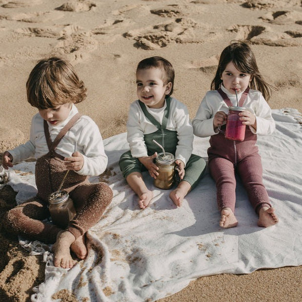 Silly Silas Unisex Footless Rib Tights with Braces (Matcha)