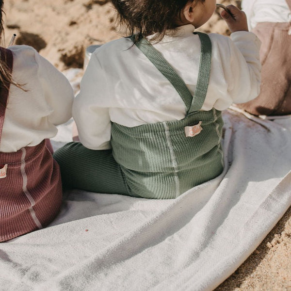 Silly Silas Unisex Footless Rib Tights with Braces (Matcha)