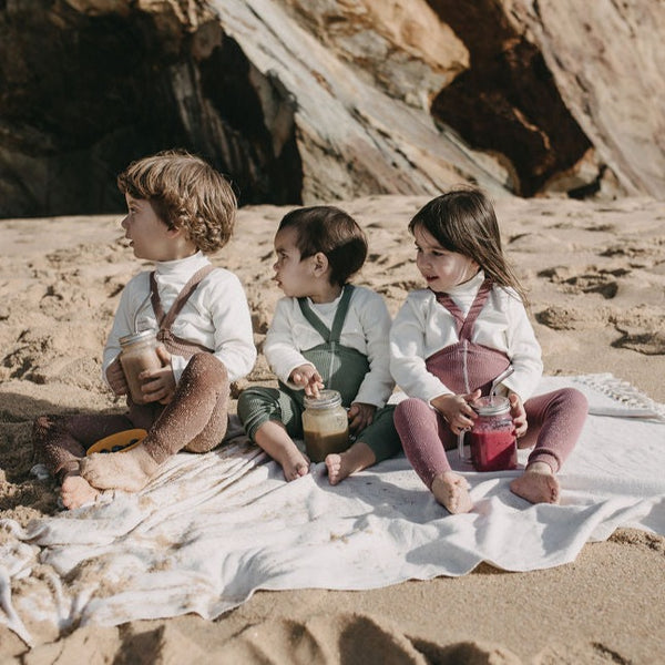 Silly Silas Unisex Footless Rib Tights with Braces (Matcha)