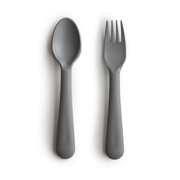 Mushie Fork + Spoon (Smoke Dark Grey)