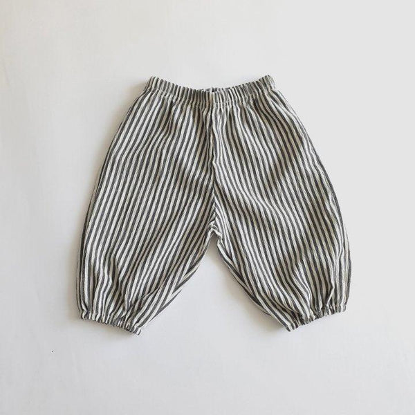 Wren Striped Pull-On Pants (Black)