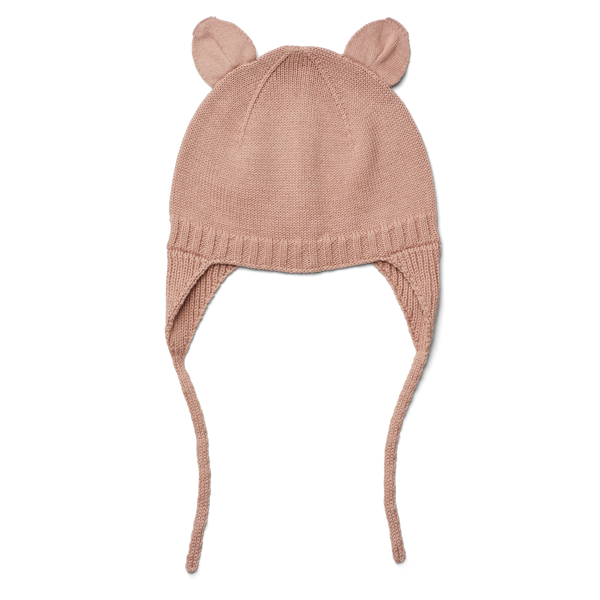 Violet Fine Knit Animal Ear Baby Bonnet (Rose)