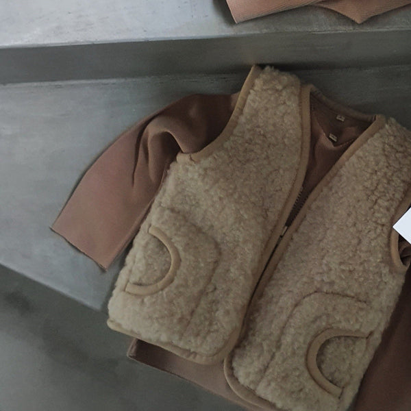 Clara 100% Wool Vest with Lining (Latte)