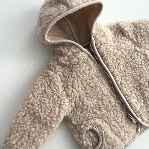 Ciara 100% Wool Hooded Coat (Biscuit)