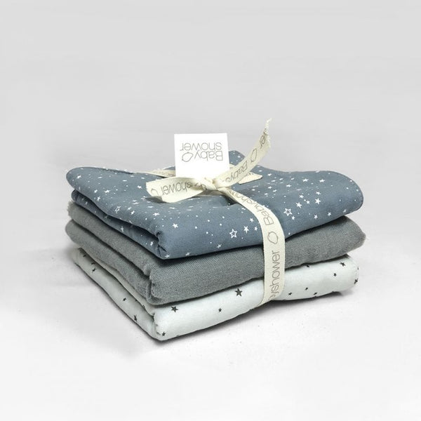 Blue Star Set of Three Muslin Towels
