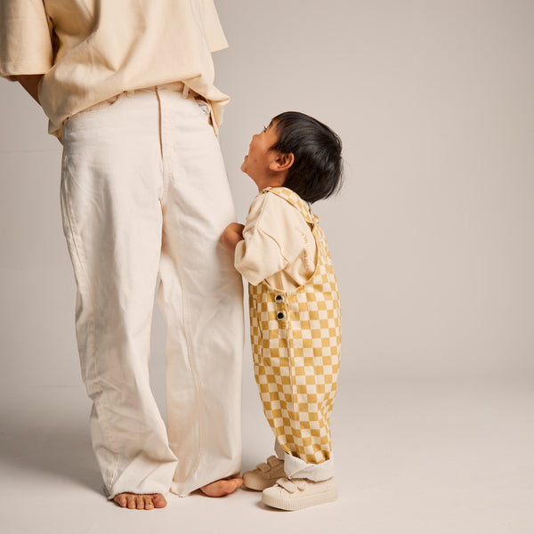 Checkerboard 90s Dungarees (Ochre)
