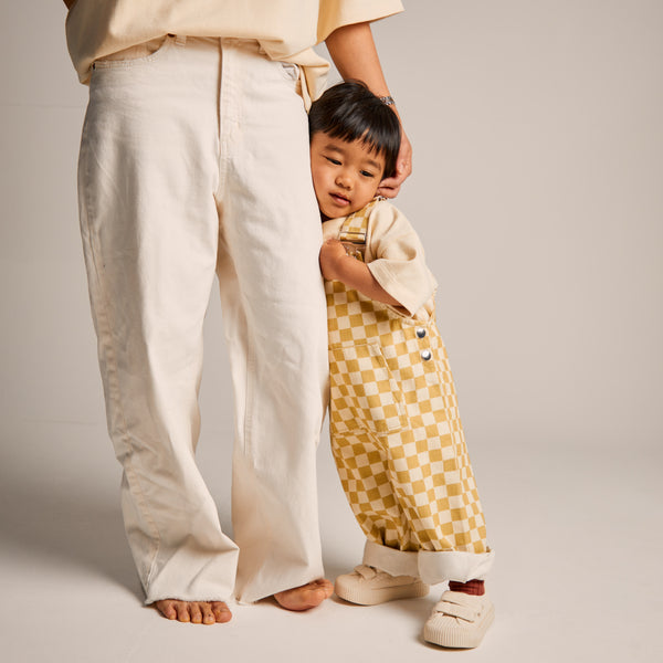 Checkerboard 90s Dungarees (Ochre)