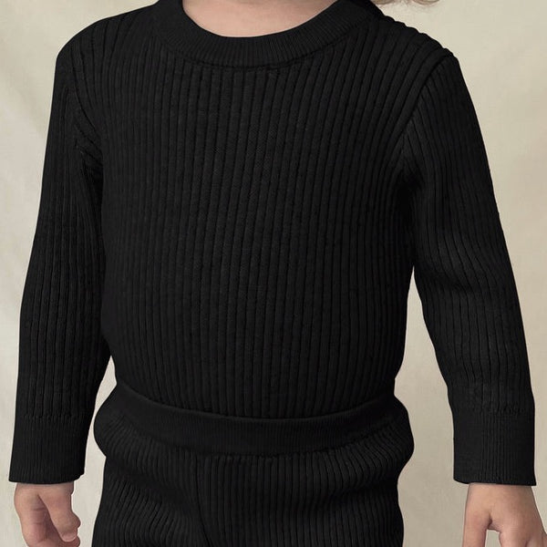 Exclusive Noa Rib Knit Baby Bodysuit (Black)