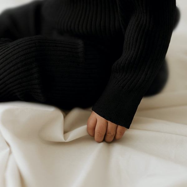 Exclusive Noa Rib Knit Baby Bodysuit (Black)