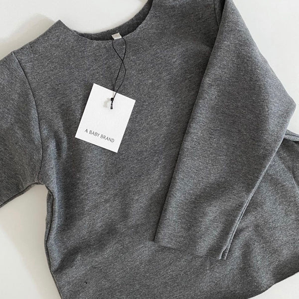 Cassius Organic Cotton Raw Neck Modern Sweatshirt (Dark Grey)