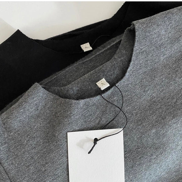 Cassius Organic Cotton Raw Neck Modern Sweatshirt (Dark Grey)