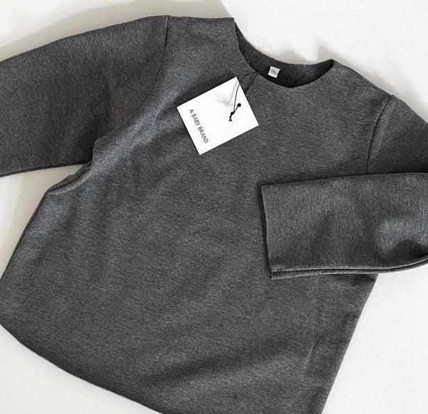 Cassius Organic Cotton Raw Neck Modern Sweatshirt  (Black)