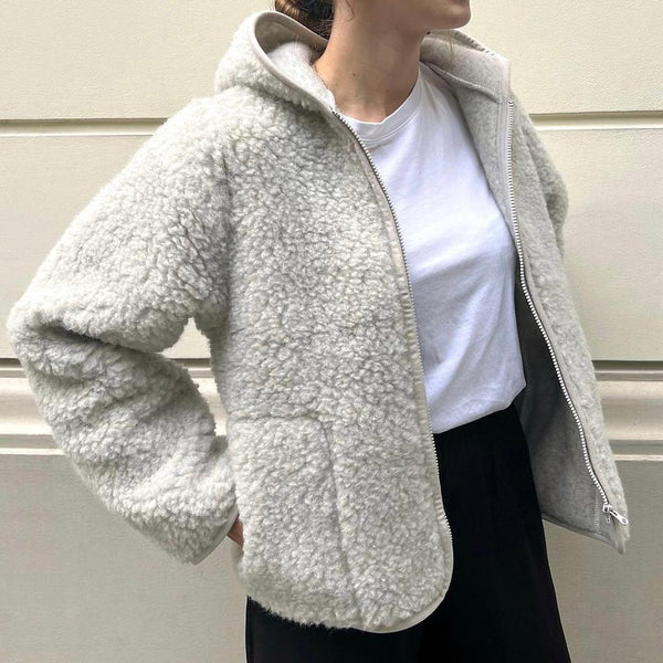 MAMA Ciara 100% Wool Hooded Jacket (Grey)