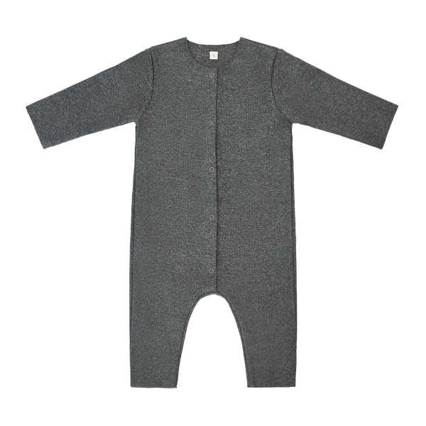 Carle Cotton Rib Footless Baby Romper (Dark Grey)