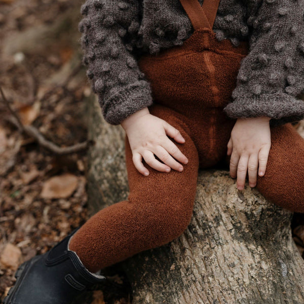 Silly Silas Unisex Teddy Warmy Footed Tights with Braces (Cinnamon)
