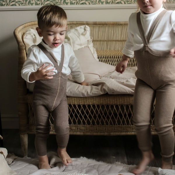 Silly Silas Footless Unisex Rib Tights with Braces (Cacoa)