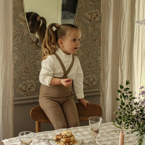 Silly Silas Footless Unisex Rib Tights with Braces (Peanut)